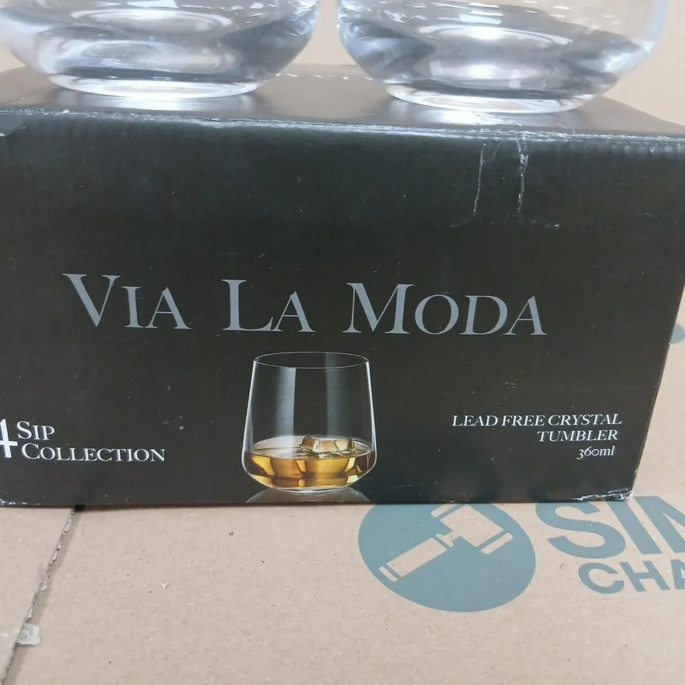 VIA LA MODA LEAD FREE CRYSTAL TUMBLERS – 360ML, SET OF 4