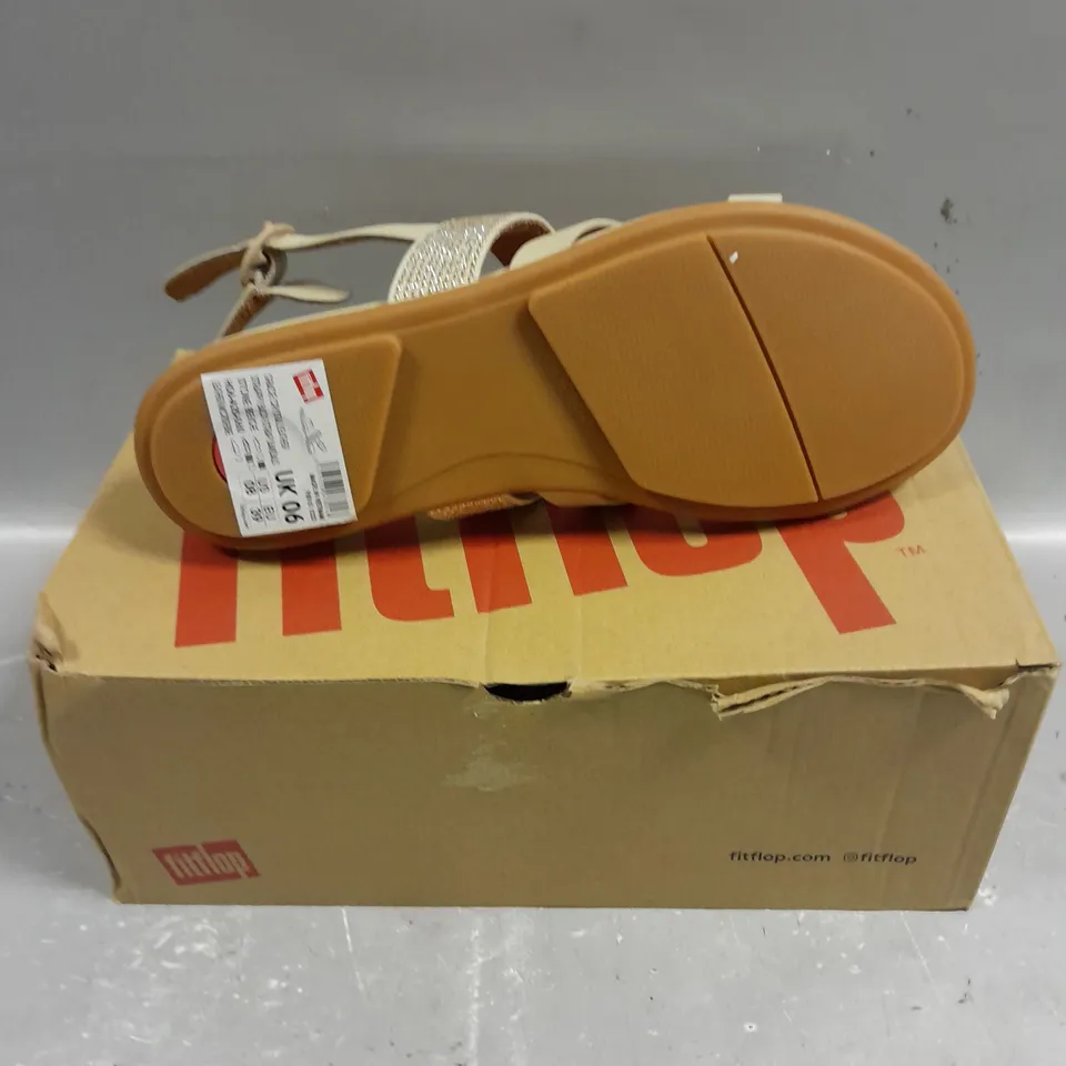 BOXED PAIR OF FITFLOP GRACIE CRYSTAL LEATHER STRAPPY SANDALS - 6