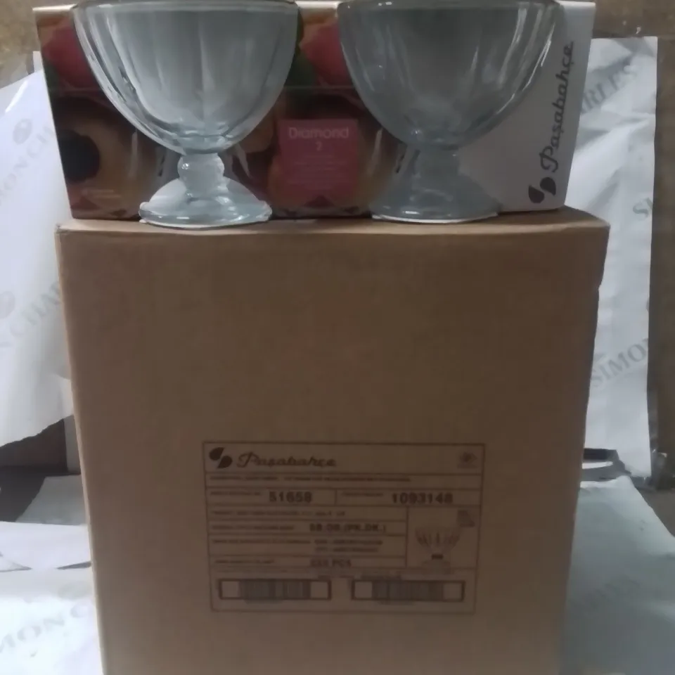 BOXED PASABAHCE ICE CREAM GLASSES APPROXIMATELY 12