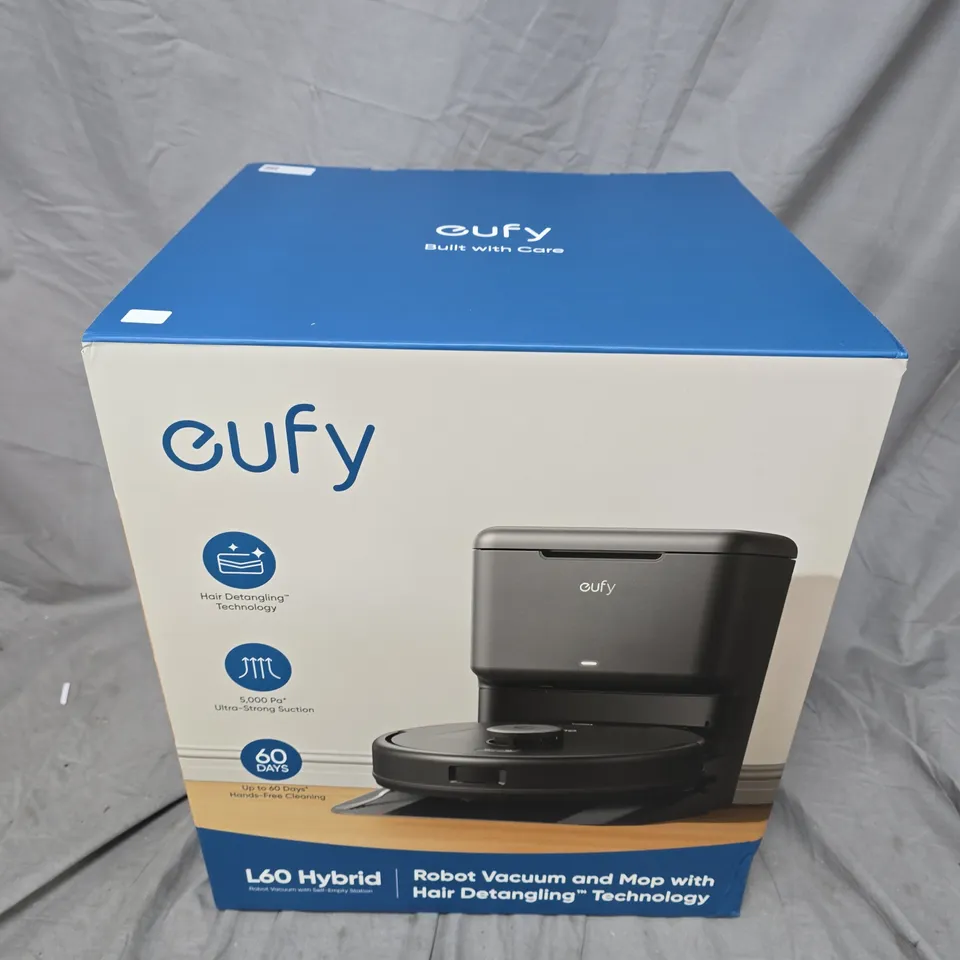 BOXED EUFY ROBOVAC L60 SES HYBRID ROBOTIC VACUUM CLEANER WITH SELF EMPTY STATION