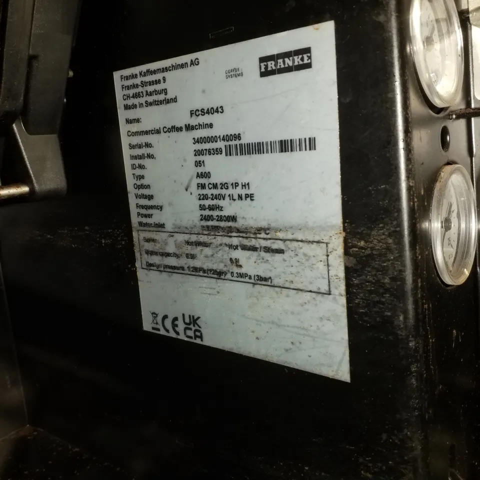 FRANKE A600 COFFEE MACHINE WITH FRIDGE