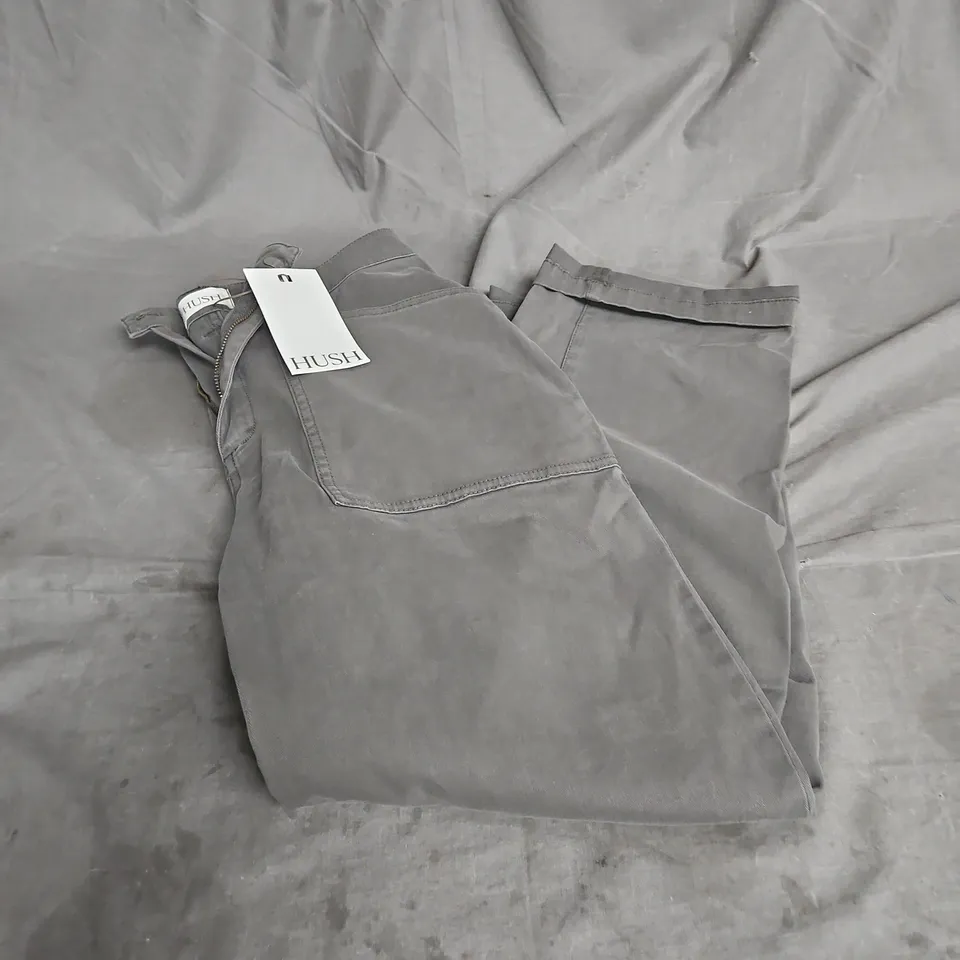 HUSH CORDI BARREL LEG TROUSER IN KHAKI GREEN SIZE 10