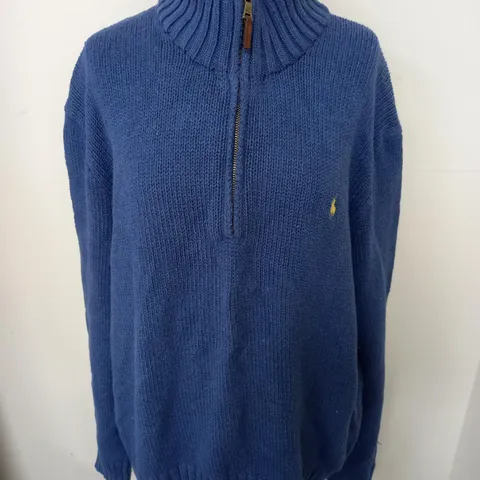POLO RALPH LAUREN COTTON 1/4 ZIP TOP IN BLUE - XXL