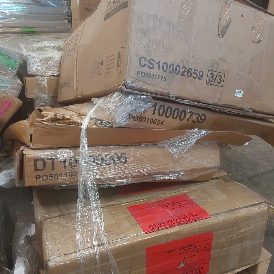 PALLET CONTAINING A VERY LARGE QUANTITY OF ASSORTED DESIGNER FURNITURE PARTS INCLUDING: SOFA PARTS ECT