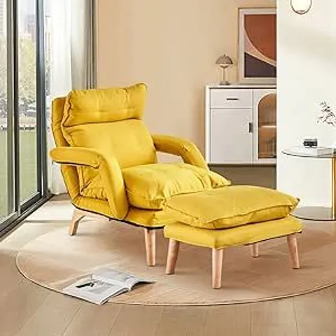 BOXED CLIPOP LIVING ROOM ACCENT CHAIR WITH OTTOMAN - YELLOW