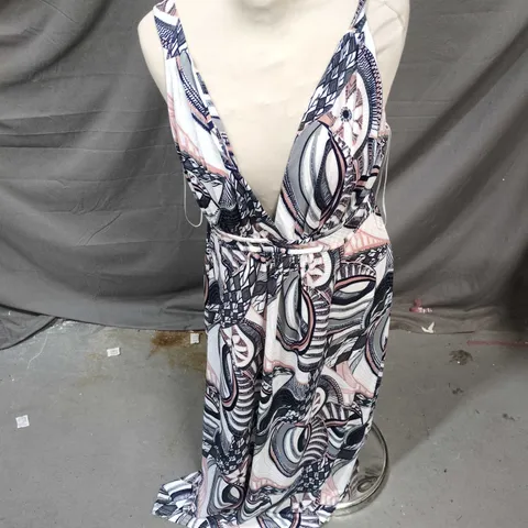 IZABEL LONDON WOMEN'S MAXI DRESS – ABSTRACT PRINT, UK SIZE 20 (XXL)