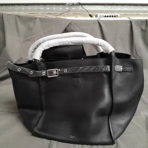 CELINE PARIS BLACK FAUX LEATHER HANDBAG