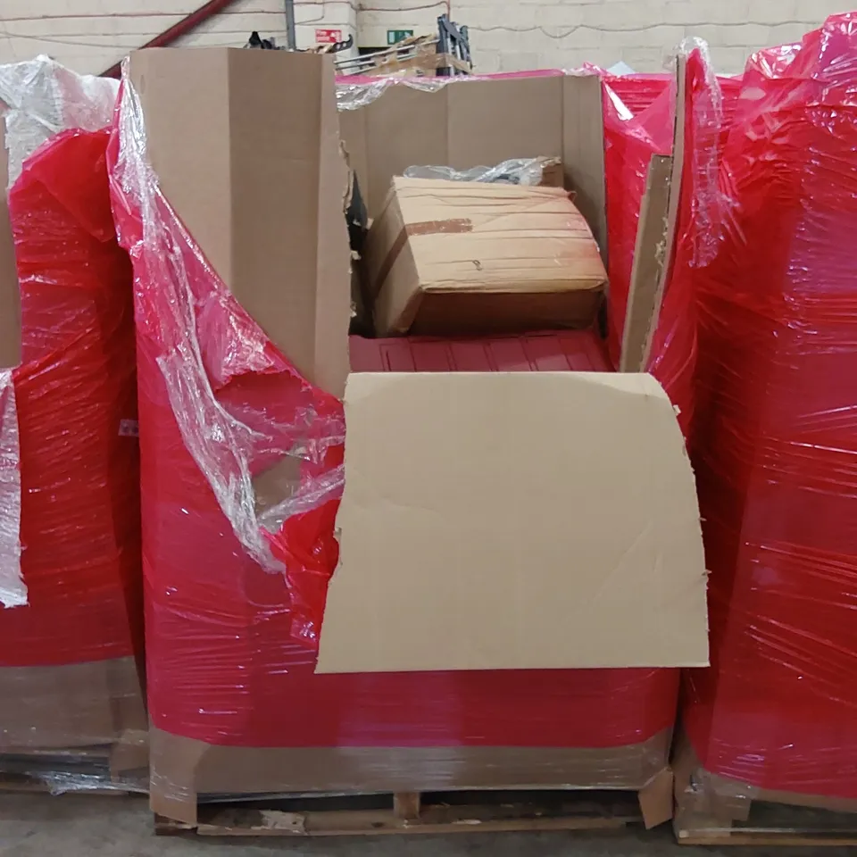 PALLET OF ASSORTED HOUSEHOLD ITEMS AND CONSUMER PRODUCTS. INCLUDES; ROTARY DEHUMIDIFIER, TOILET SEAT, SUITCASE ETC