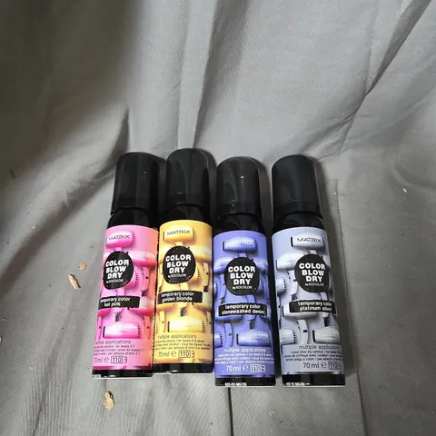 BOX OF APPROXIMATLEY 24 ASSORTED MATRIX COLOR BLOW DRY HAIR CARE PRODUCTS INCLUDING PLATINUM SILVER/STONEWASHED DENIM/GOLDEN BLONDE/HOT PINK