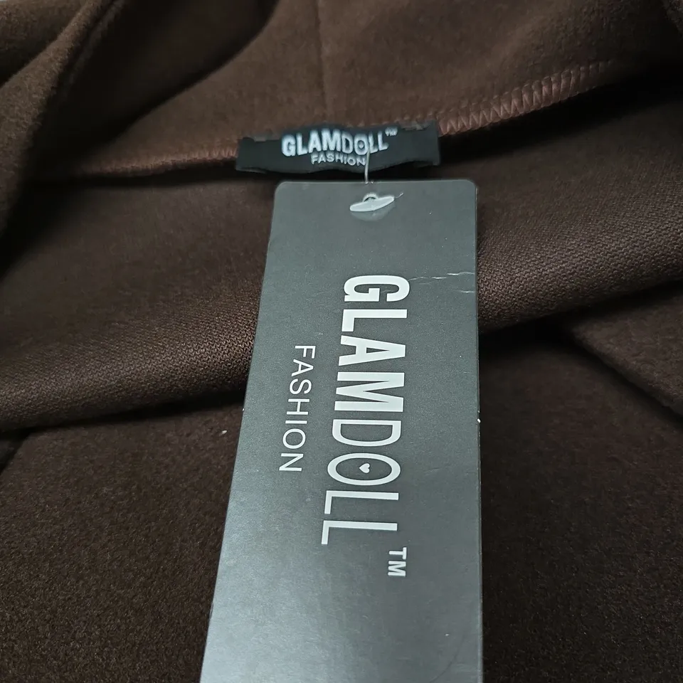 GLAMDOLL FASHION BROWN COAT WITH FAUX FUR COLLAR – WOMEN'S