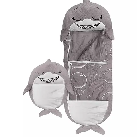 HAPPY NAPPERS GREY SHARK SLEEPING BAG - MEDIUM