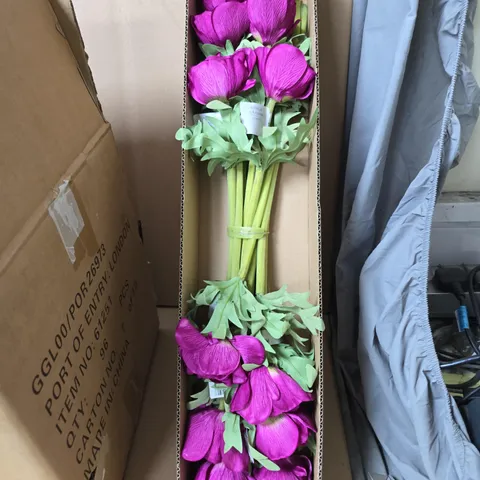 8 BOXES OF GISELA GRAHAM FAKE PURPLE FLOWERS 
