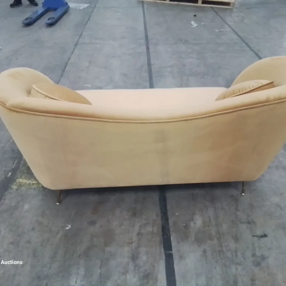 BOXED CASTILO VELVET UPHOLSTERED SOFA IN GOLD