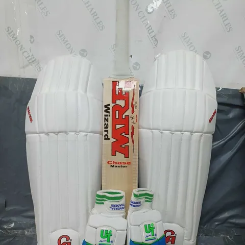 CRICKET BAT WITH SHIN PADS AND GLOVES