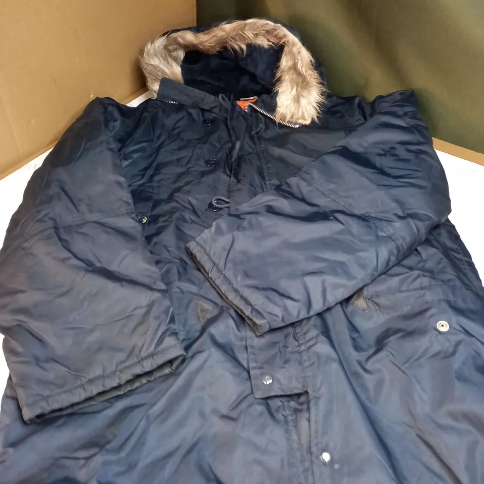 MAN ALIVE PARKA JACKET WITH FAUX FUR HOOD SIZE UNSPECIFIED