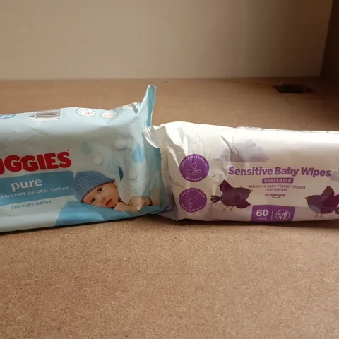 LOT OF APPROXIMATELY 10 PACKS OF BABY WIPES TO INCLUDE HUGGIES