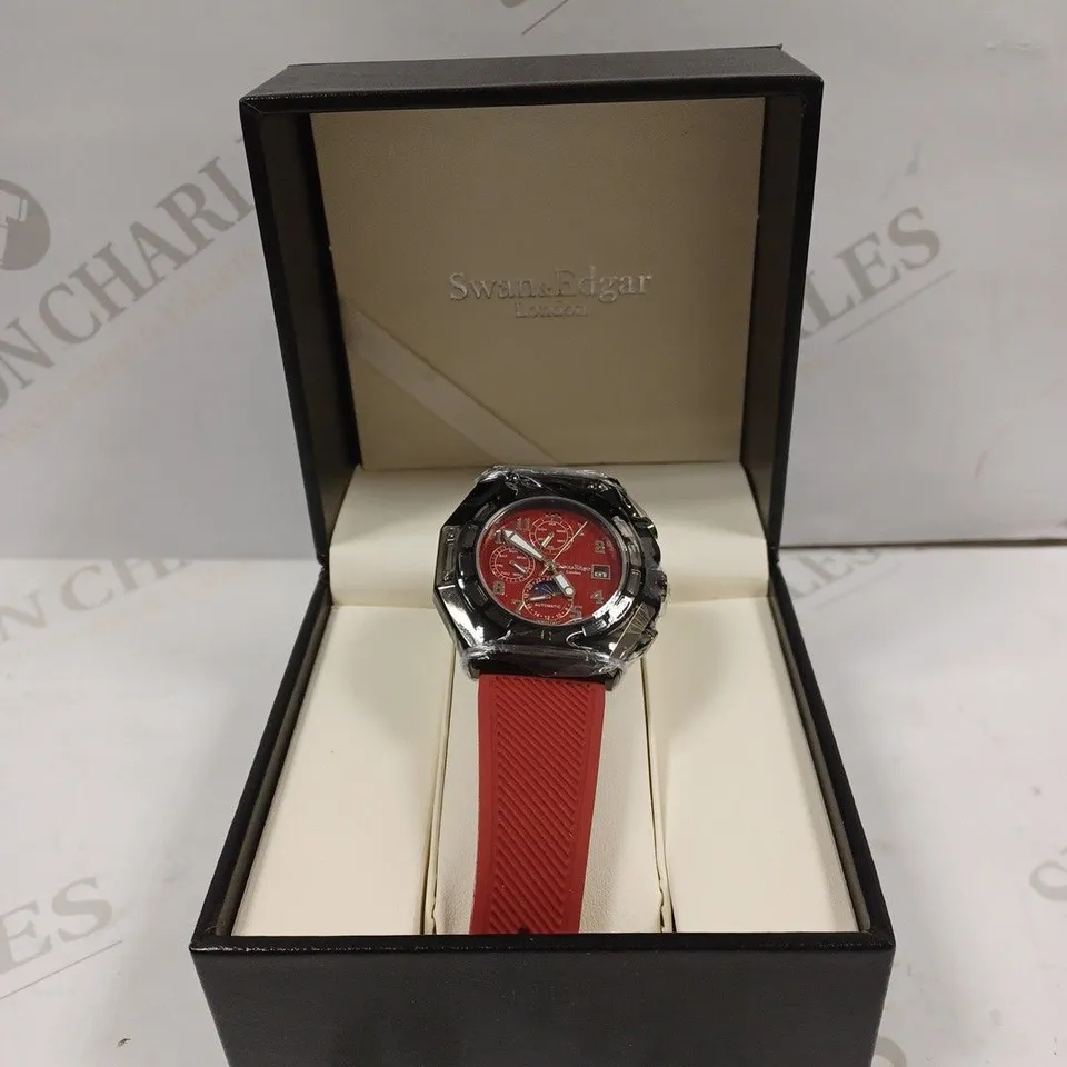 LIMITED EDITION SWAN & EDGAR HAND ASSEMBLED FORTRESS AUTOMATIC RED WATCH RRP £205