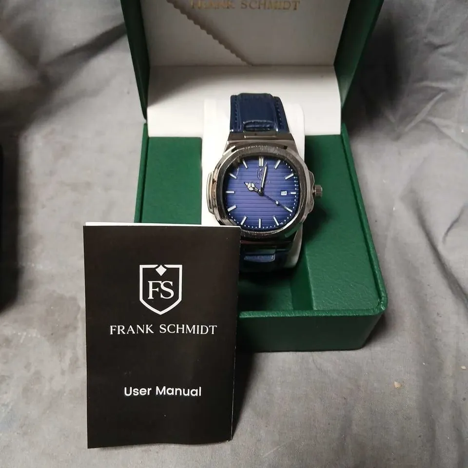FRANK SCHMIDT FS WRISTWATCH – BLUE DIAL, BLUE STRAP, BOXED