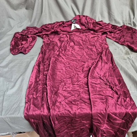 NOBODY'S CHILD BURGUNDY SATIN DRESS – UK 18 GIRLS (EU 46, US 14) MADE IN VIETNAM