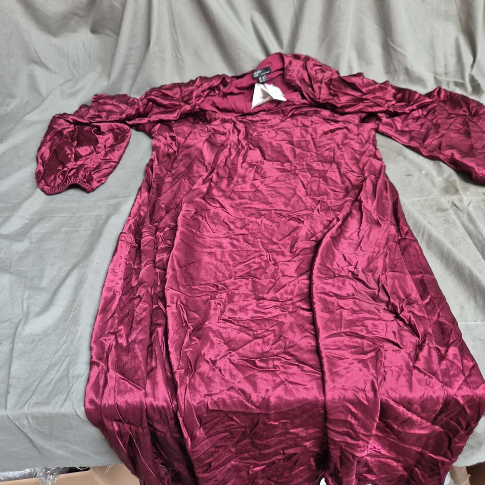 NOBODY'S CHILD BURGUNDY SATIN DRESS – UK 18 GIRLS (EU 46, US 14) MADE IN VIETNAM