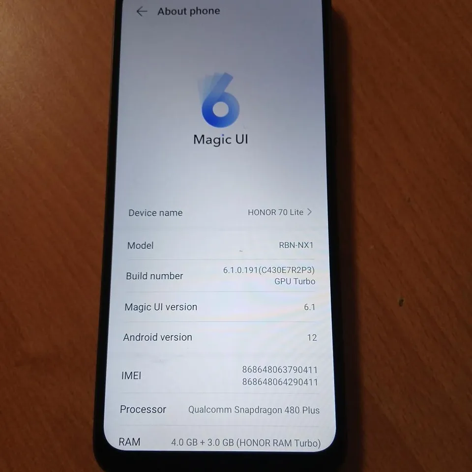 HONOR 70 LITE SMARTPHONE – BLACK (RBN-NX1)