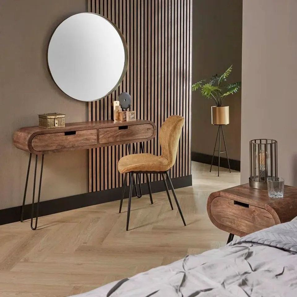 BOXED 2 DRAWER DRESSING TABLE // COLOUR: SOLID MANGO SAND (1 BOX)