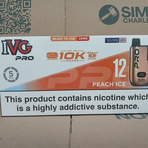 SEALED IVG PRO 12 PEACH ICE VAPES (5PCS)