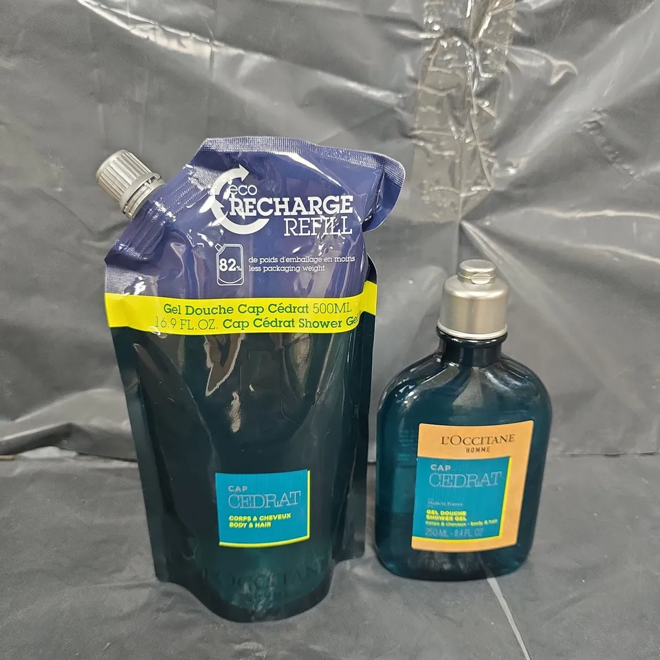 L'OCCITANE MEN'S SHOWER GEL 250ML WITH 500ML ECO REFILL