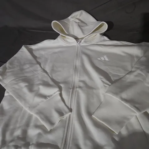 ADIDAS WHITE ZIP HOODIE WITH LOGO - SIZE XL