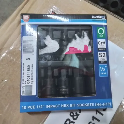 BOXED BLUESPOT 10PC ½" IMPACT HEX BIT SOCKETS