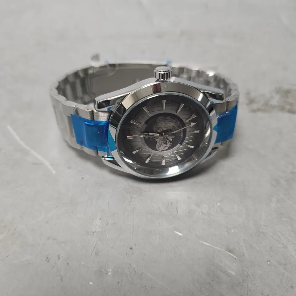 MENS ERNEST FERDINAND WATCH – GLOBAL DIAL – STAINLESS STEEL STRAP