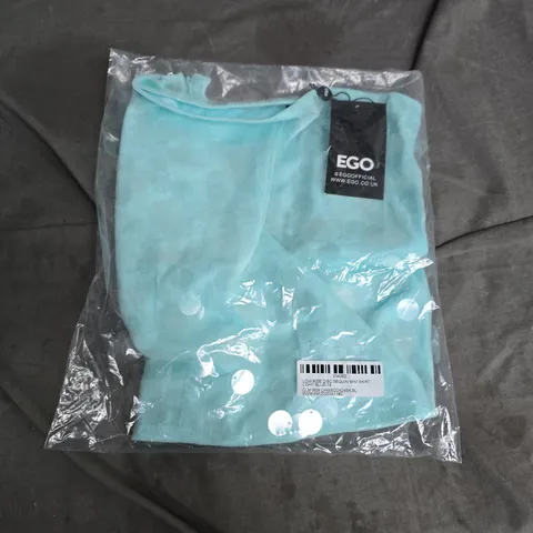 EGO LIGHT BLUE DISC SEQUIN MINI SKIRT - UK SIZE 14