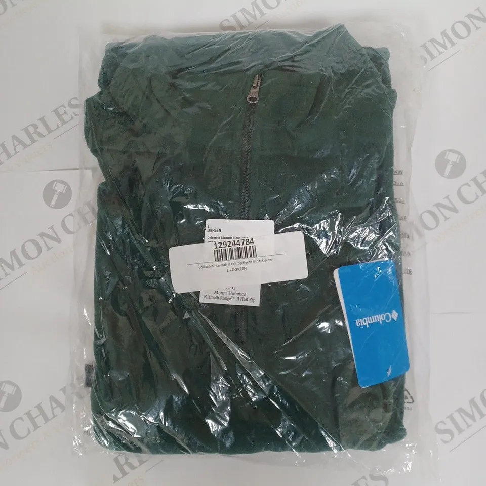 COLUMBIA KLAMATH 1/2 ZIP FLEECE IN DARK GREEN SIZE L