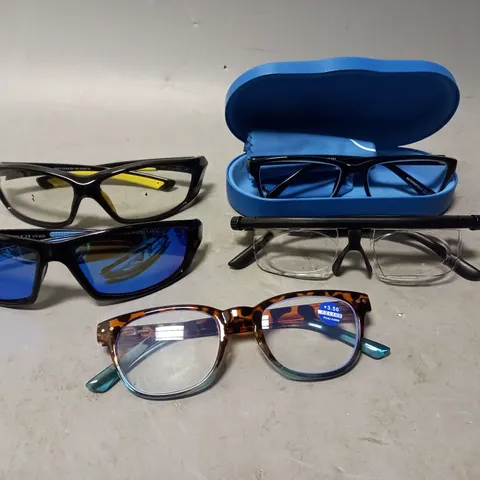 BOX OF APPROXIMATELY 12 ASSORTED ITEMS TO INCLUDE - READING GLASSES +3.50 , OUTSIDE CLINIC GLASSES , SUNGLASSES ETC