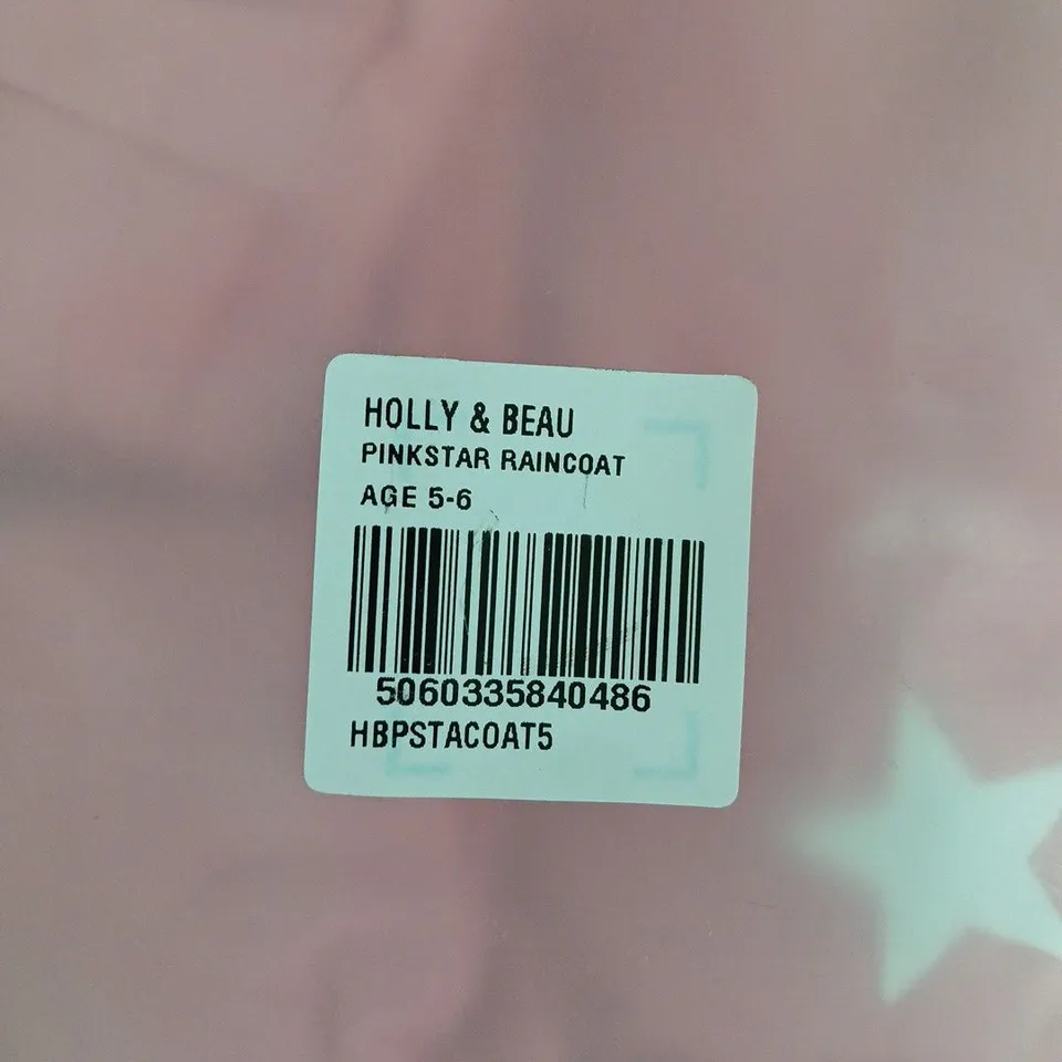 Holly & Beau Pinkstar Raincoat, Age 5-6, Pink with White Stars