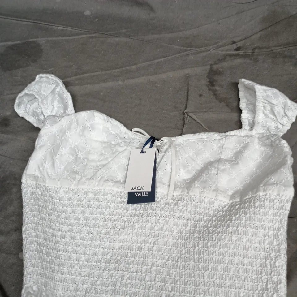 JACK WILLS WHITE EYELET DRESS, UK 12 
