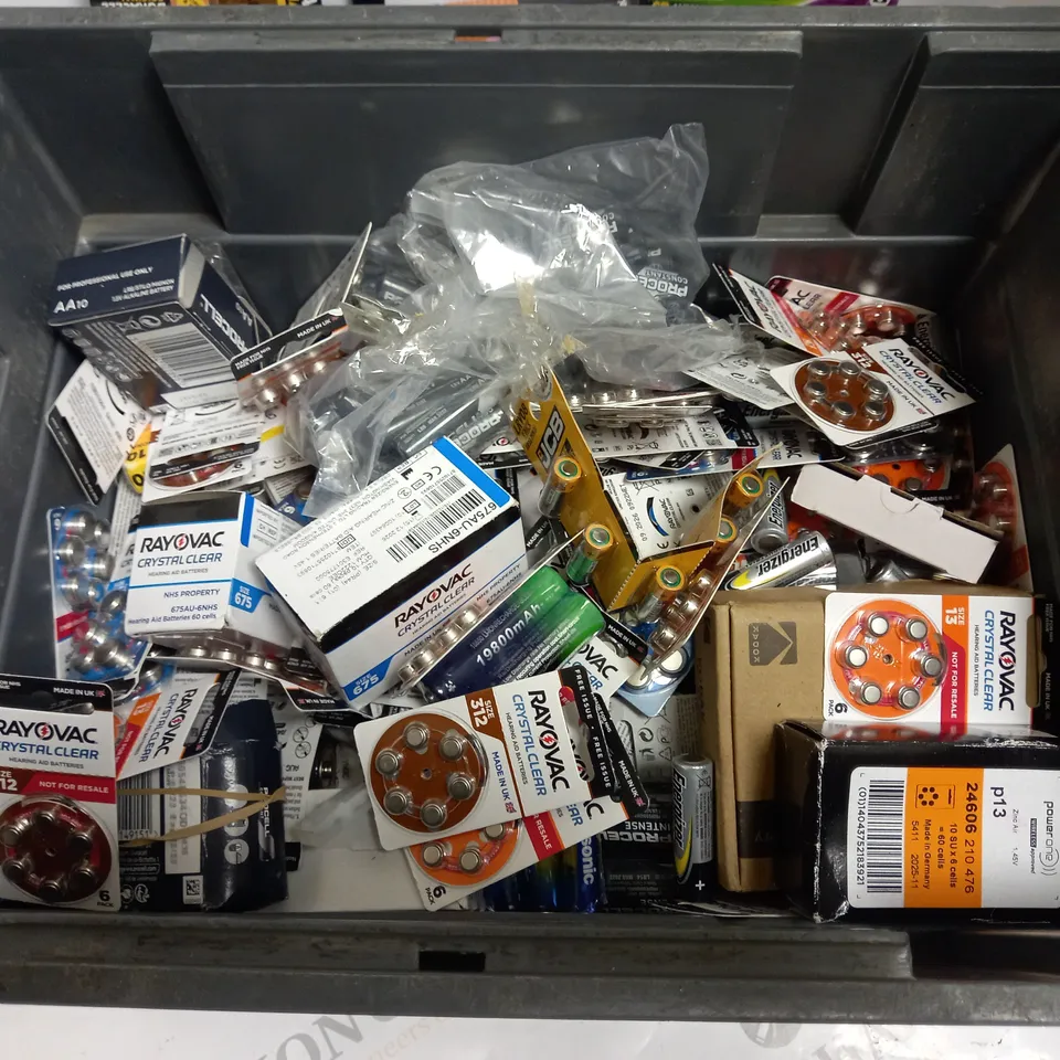 BOX TO CONTAIN APPROX. 50 X ASSORTED PACKS OF BATTERIES. SPECIFICATIONS & BRANDS VARY - COLLECTION ONLY