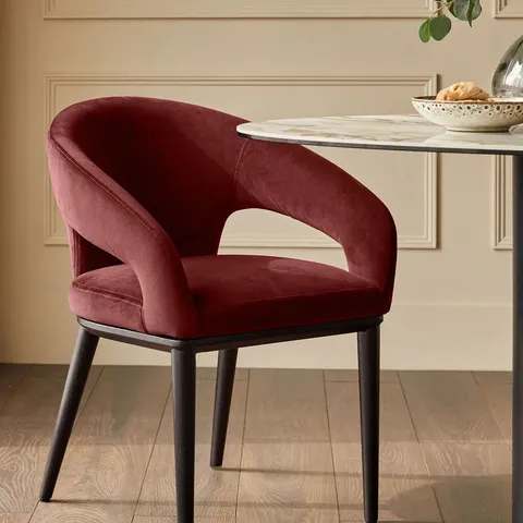BOXED DANETTI HEATH TOFFEE RED VELVET DINING CHAIR