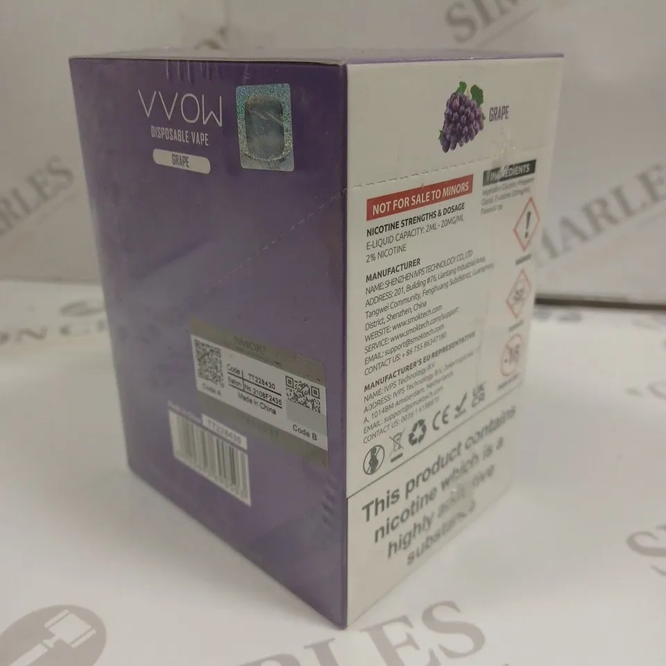 SEALED SMOK VVOW 10-PACK OF DISPOSABLE VAPES - GRAPE