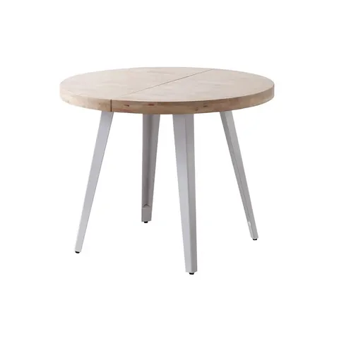 CHARMAYNE SOLID OAK IRON DINING TABLE