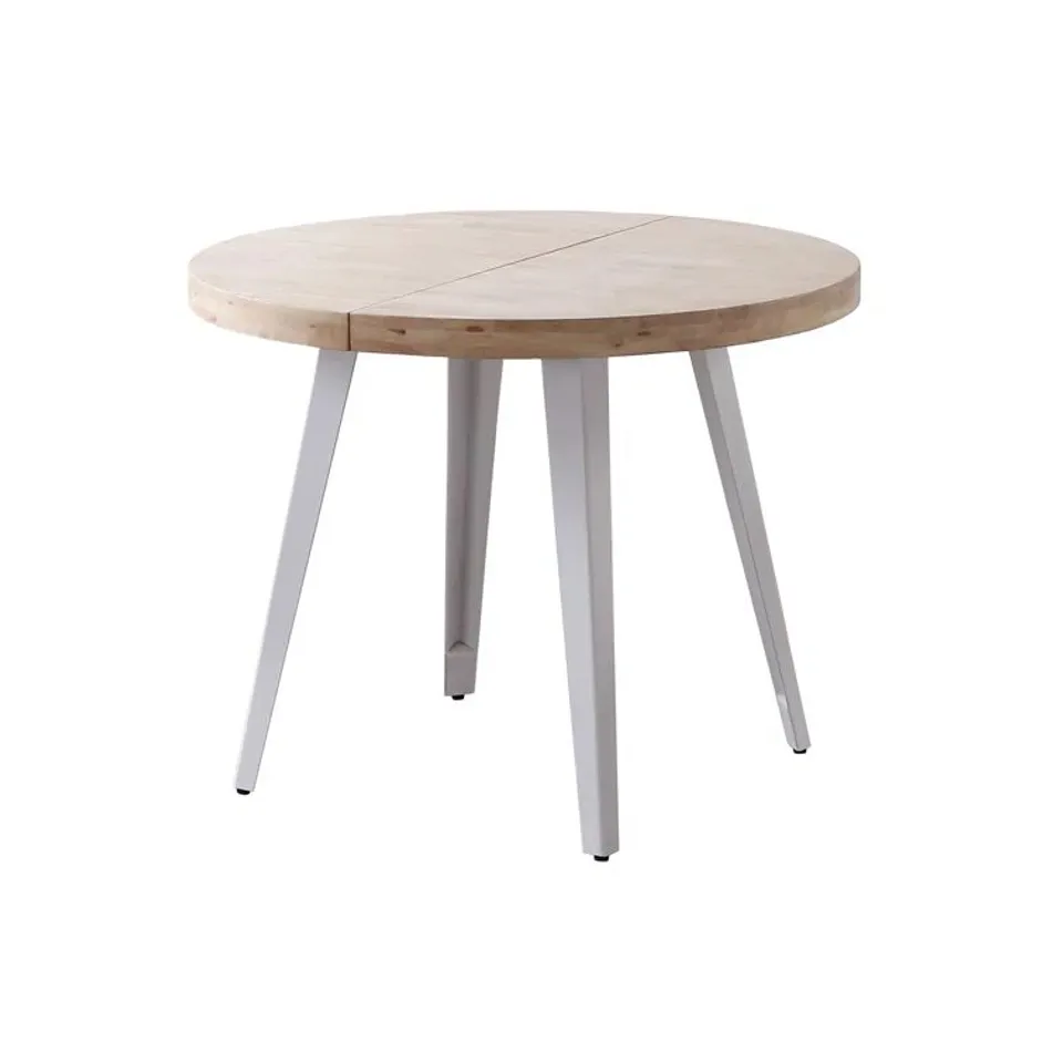 CHARMAYNE SOLID OAK IRON DINING TABLE