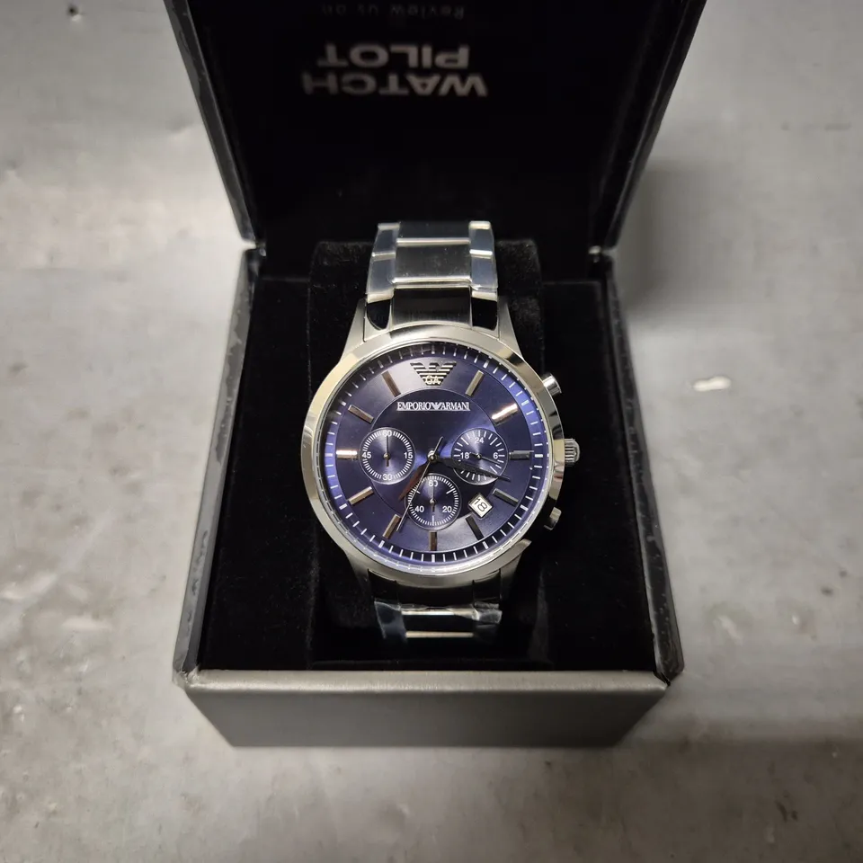 BOXED EMPORIO ARMANI NAVY CLASSIC WATCH 