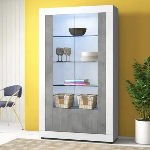 BOXED HONI DISPLAY CABINET - WHITE/LIGHT GREY (3 BOXES)