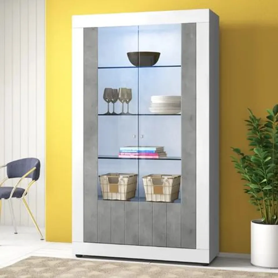 BOXED HONI DISPLAY CABINET - WHITE/LIGHT GREY (3 BOXES)