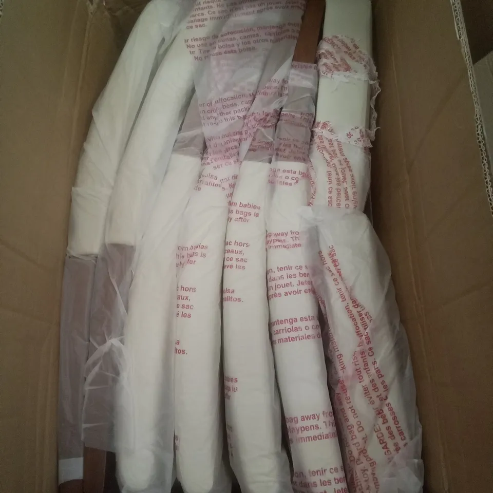 BOXED 4 NEW PRIMO PVC CHAIRS - CREAM/WALNUT (PART OF SET, BOX 2 OF 3 ONLY)