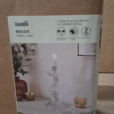 BOXED DUNELM MAISIE TABLE LAMP BASE – CLEAR GLASS & ACRYLIC WITH CHROME FINISH (BASE ONLY)