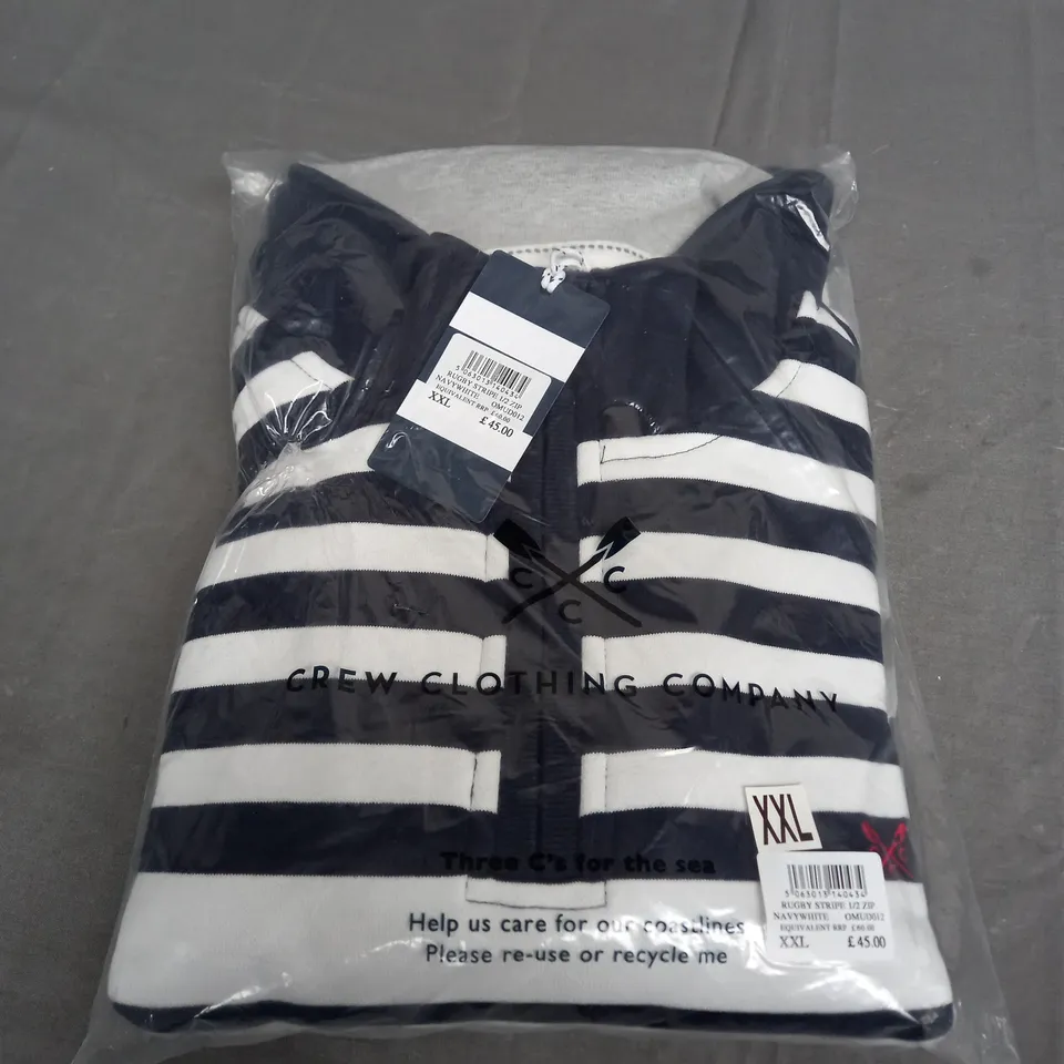 SEALED CREW CLOTHING COMPANY RUGBY STRIPE 1/2 ZIP NAVY WHITE - XXL