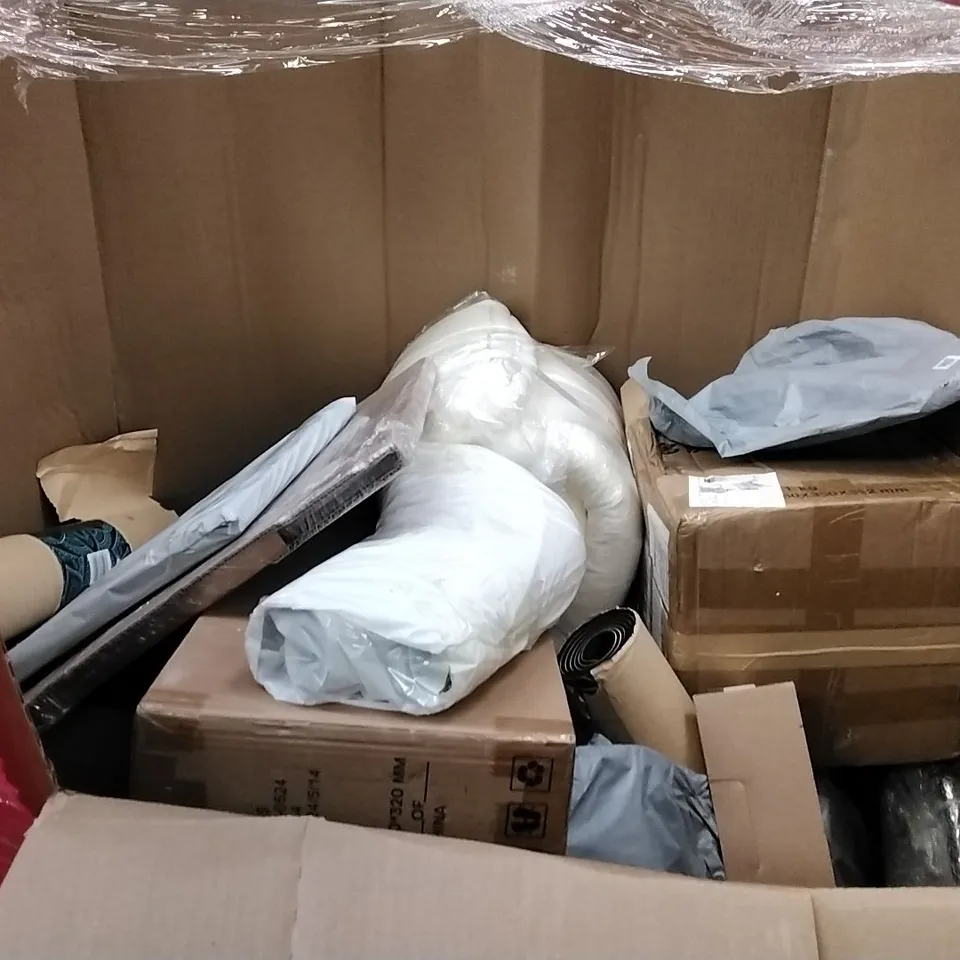 PALLET OF ASSORTED ITEMS TO INCLUDE: ELECTRIC FRYER, AIR FRYER, MULTIFUNCTIONAL FOOD PROCESSOR, NESTING TABLES, PORTABLE BATH TUB ECT