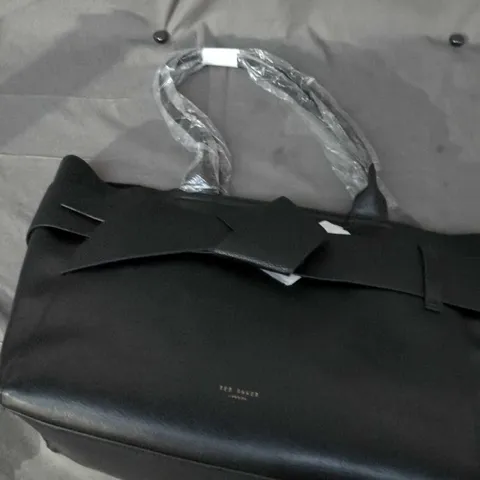 TED BAKER LONDON JET-BLACK LARGE KNOT BOW TOTE