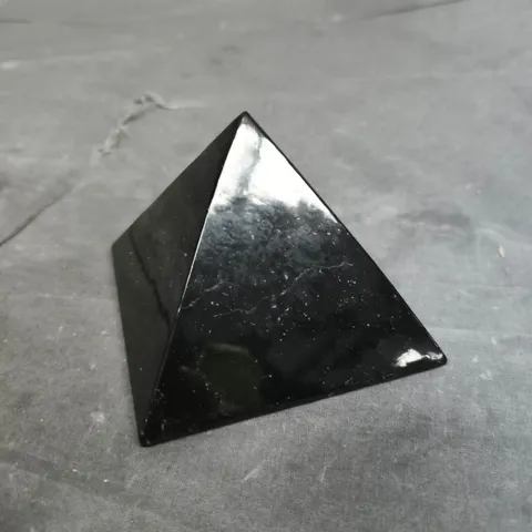 NATURAL SHUNGITE PYRAMID FIGURINE
